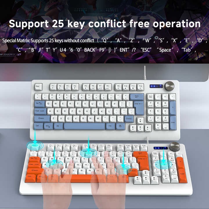 MechaTune K93 Wired RGB Keyboard – 93-Key Layout with Multifunction Knob</br>Creative Control. Precision Feel. Desktop Dominance. - Image 2