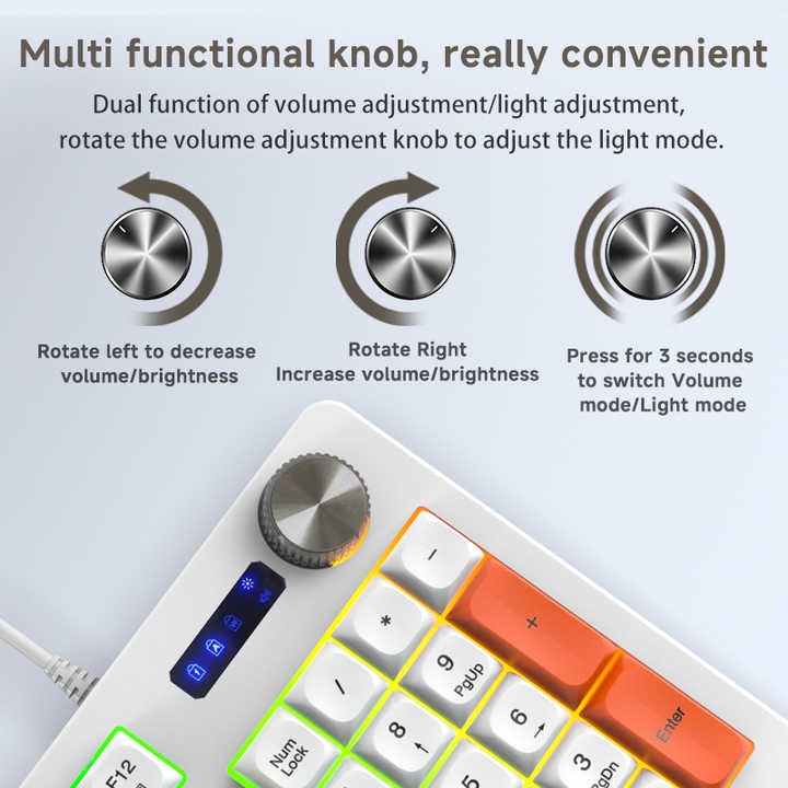 MechaTune K93 Wired RGB Keyboard – 93-Key Layout with Multifunction Knob</br>Creative Control. Precision Feel. Desktop Dominance. - Image 3