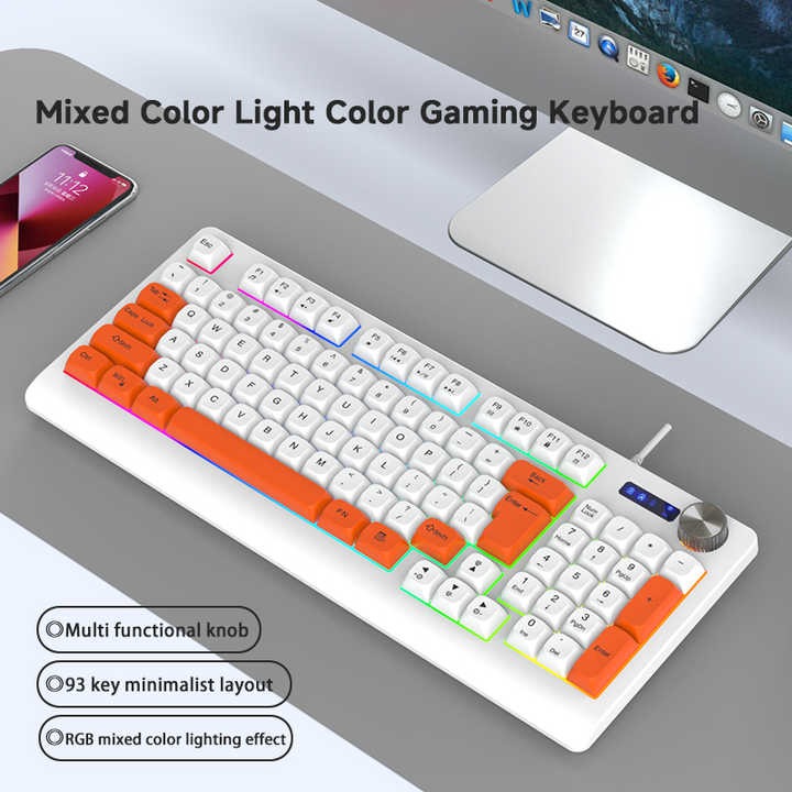 MechaTune K93 Wired RGB Keyboard – 93-Key Layout with Multifunction Knob</br>Creative Control. Precision Feel. Desktop Dominance. - Image 4